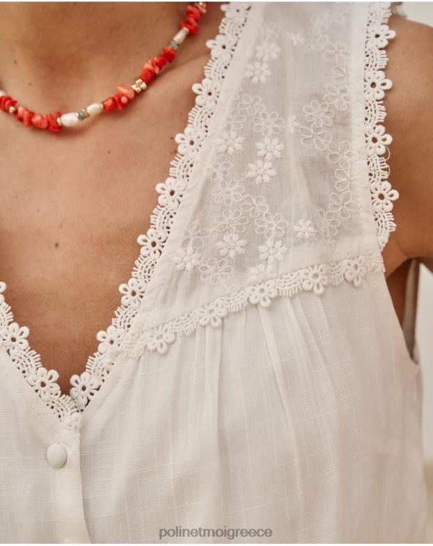 Polin et moi άσπρο λινή μπλούζα josefina είδη ένδυσης 8DX0F158