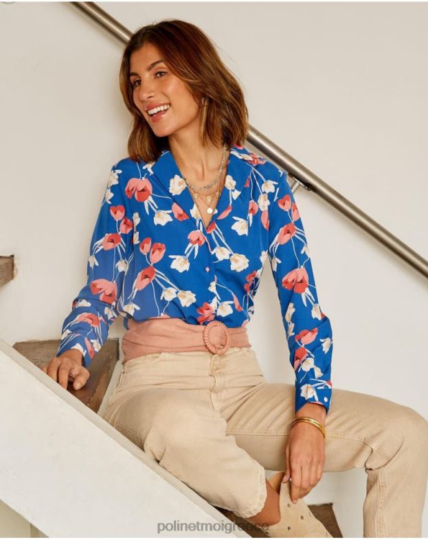 Polin et moi klein blue πουκάμισο με τουλίπα τάλια είδη ένδυσης 8DX0F224