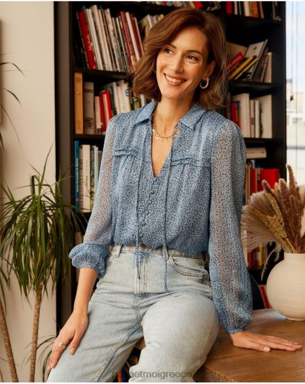 Polin et moi klein blue κουμπιά μπλούζας xia είδη ένδυσης 8DX0F217