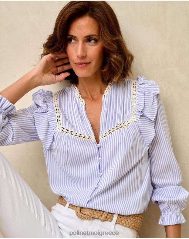 Polin et moi ουράνιος ριγέ πουκάμισο maela είδη ένδυσης 8DX0F150