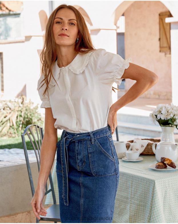 Polin et moi άσπρο μπλουζάκι με γιακά mia είδη ένδυσης 8DX0F235