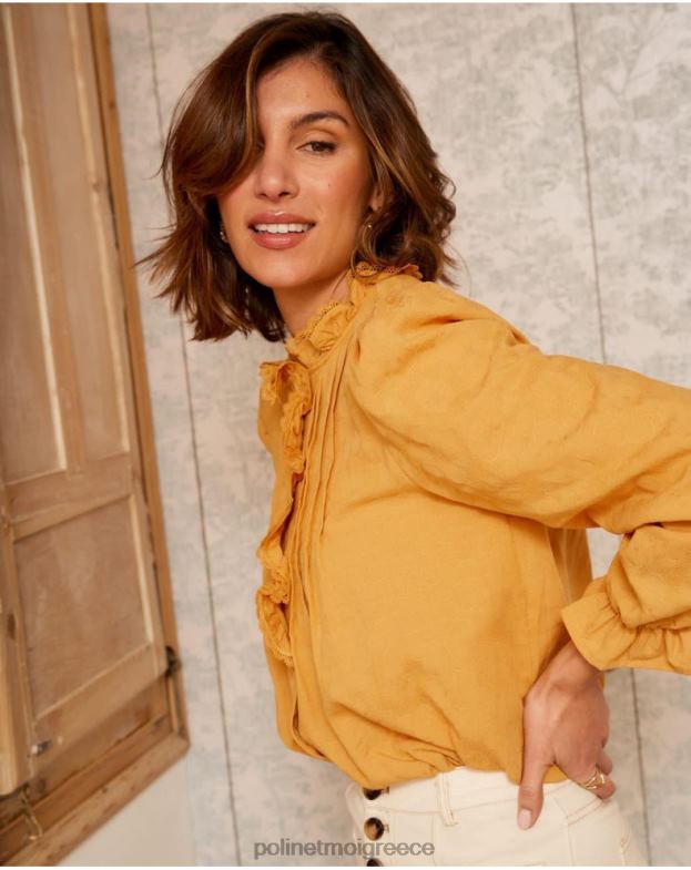 Polin et moi ώχρα Δαντελένιο πουκάμισο naia είδη ένδυσης 8DX0F222