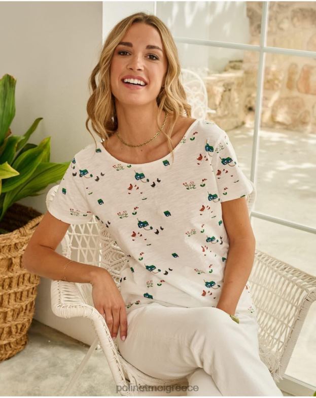 Polin et moi άσπρο κουμπιά μπλουζών είδη ένδυσης 8DX0F267