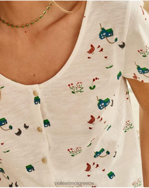 Polin et moi άσπρο κουμπιά μπλουζών είδη ένδυσης 8DX0F267