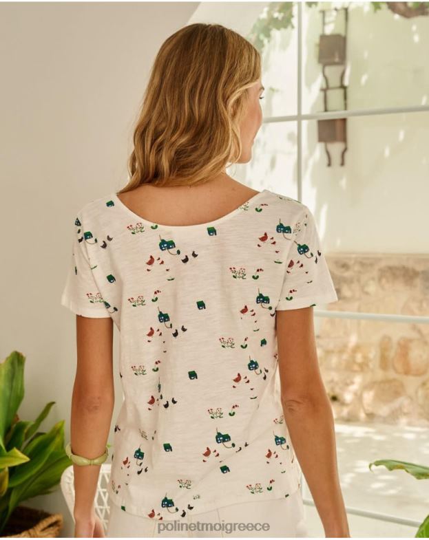 Polin et moi άσπρο κουμπιά μπλουζών είδη ένδυσης 8DX0F267