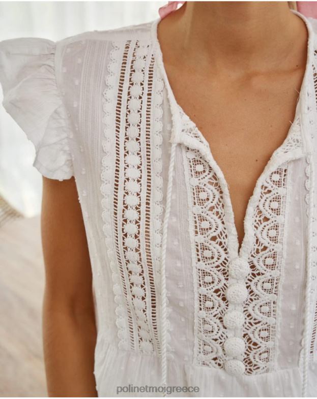 Polin et moi άσπρο κεντητη κορυφη ντεμπορα είδη ένδυσης 8DX0F271