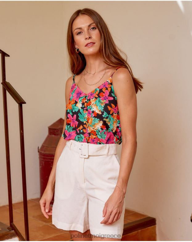 Polin et moi μαύρος κορυφαία τροπική φαμπικία είδη ένδυσης 8DX0F287