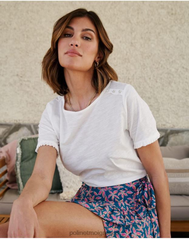 Polin et moi άσπρο μπλουζάκι cher με κόμπο είδη ένδυσης 8DX0F263