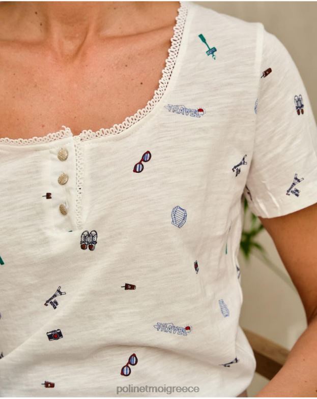 Polin et moi άσπρο yarina ταξιδιωτικό μπλουζάκι είδη ένδυσης 8DX0F262