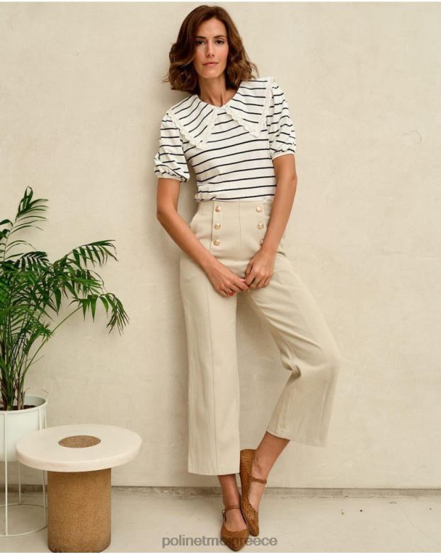 Polin et moi μπεζ κουμπιά δίχτυ παντελόνι είδη ένδυσης 8DX0F334