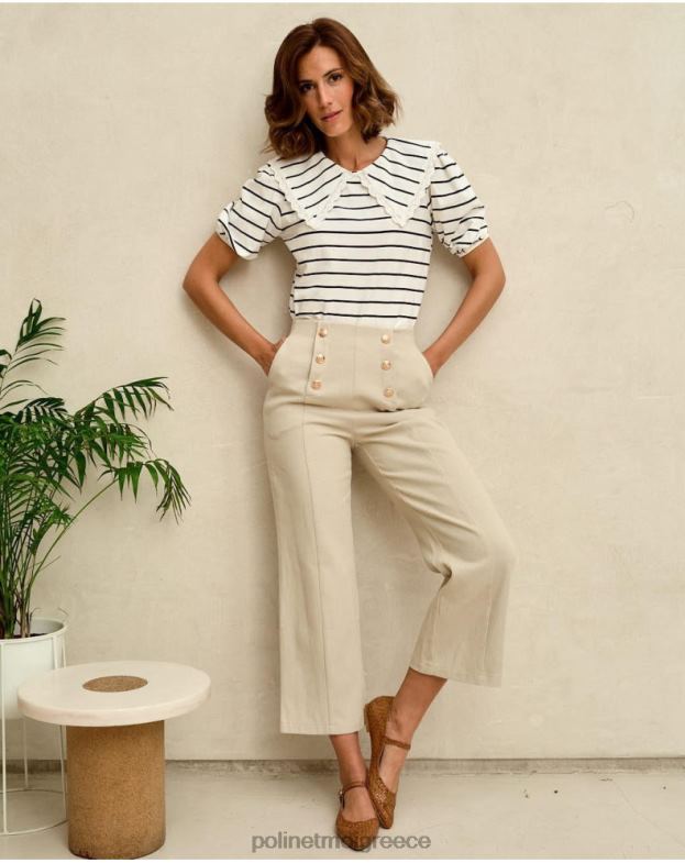 Polin et moi μπεζ κουμπιά δίχτυ παντελόνι είδη ένδυσης 8DX0F334