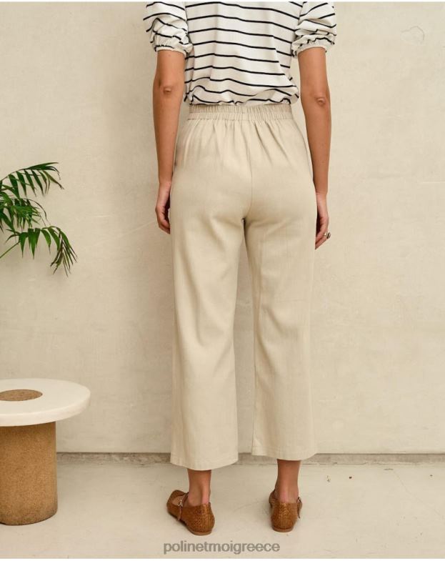 Polin et moi μπεζ κουμπιά δίχτυ παντελόνι είδη ένδυσης 8DX0F334