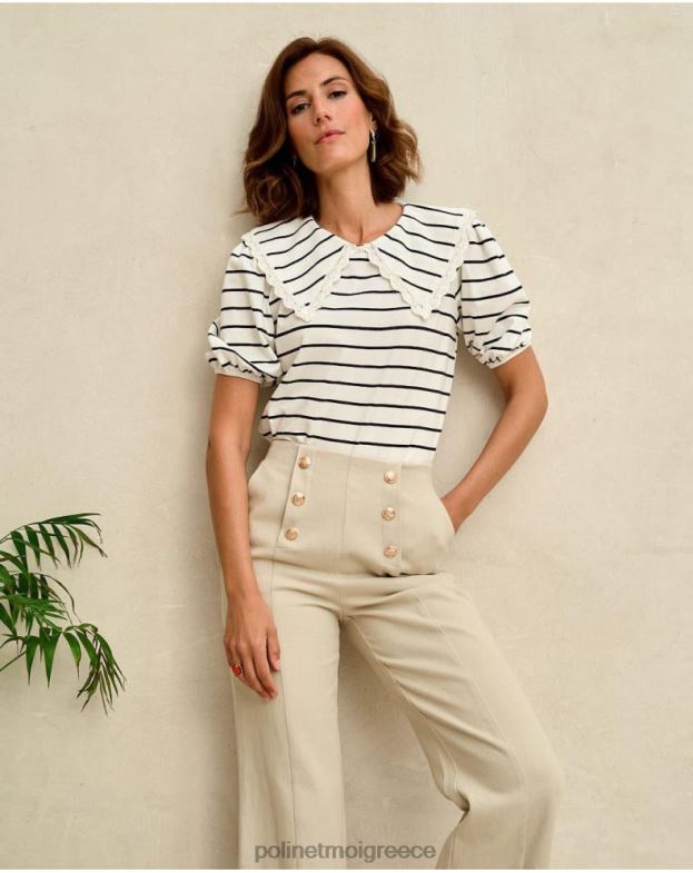 Polin et moi μπεζ κουμπιά δίχτυ παντελόνι είδη ένδυσης 8DX0F334