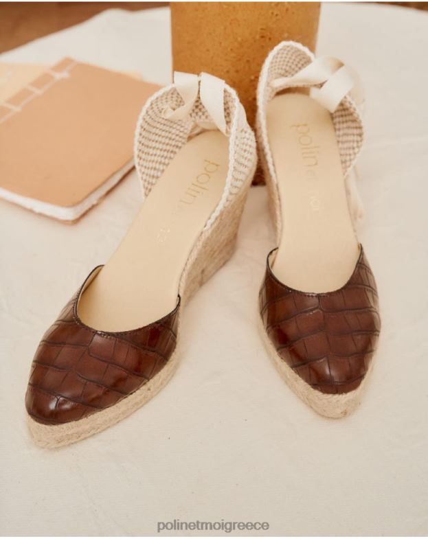 Polin et moi καφέ ρανία δέρμα εσπαντρίγιας είδη υπόδησης 8DX0F474